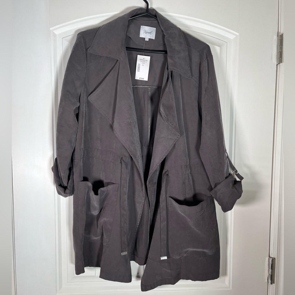 Kismet woman’s large light draped jacket with tie waist